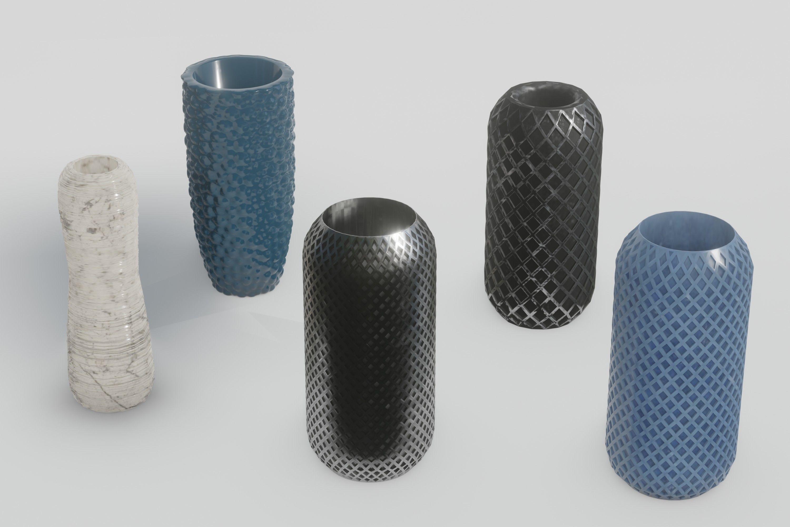 Vases five in gold 3D model_4