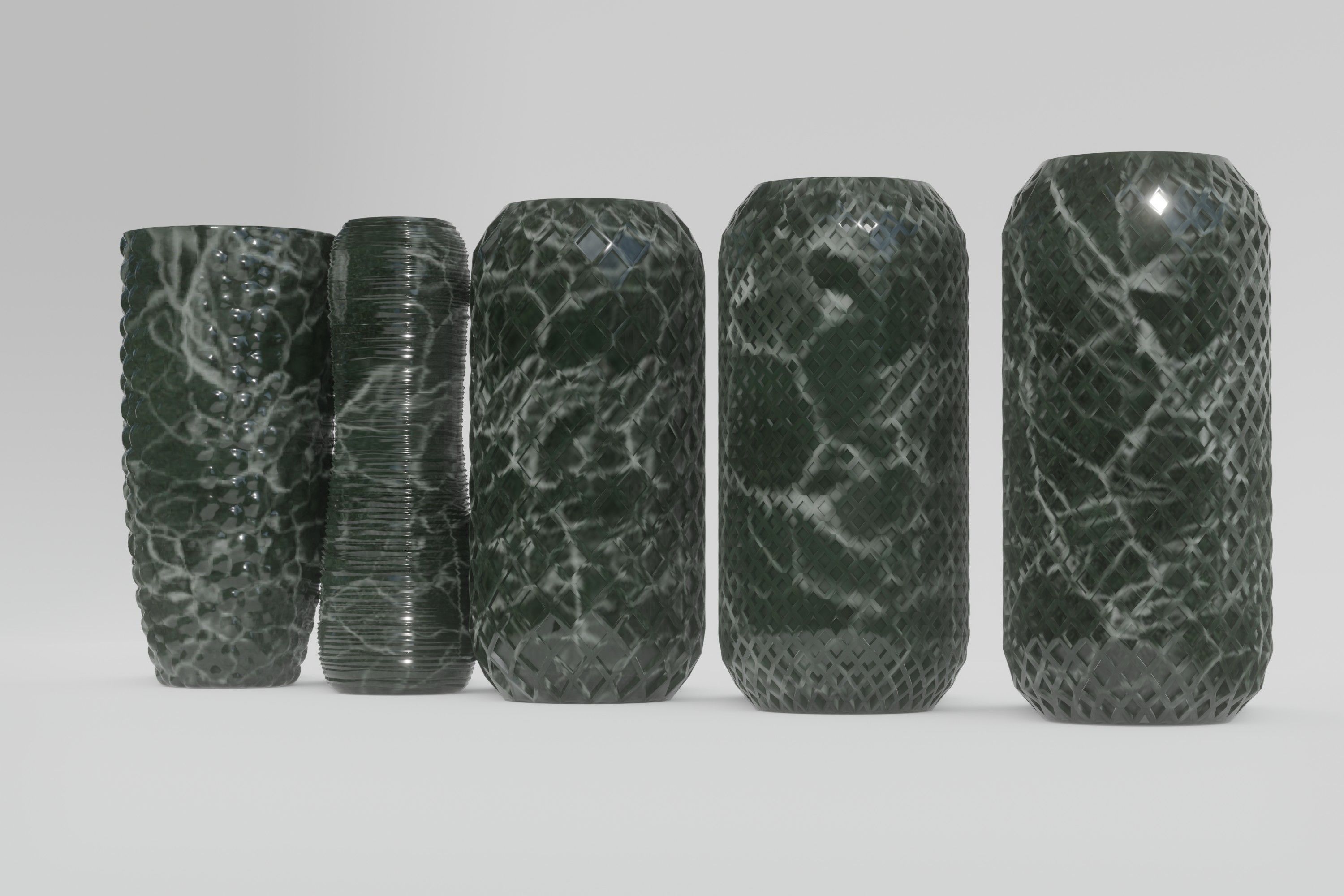 Vases five in gold 3D model_9