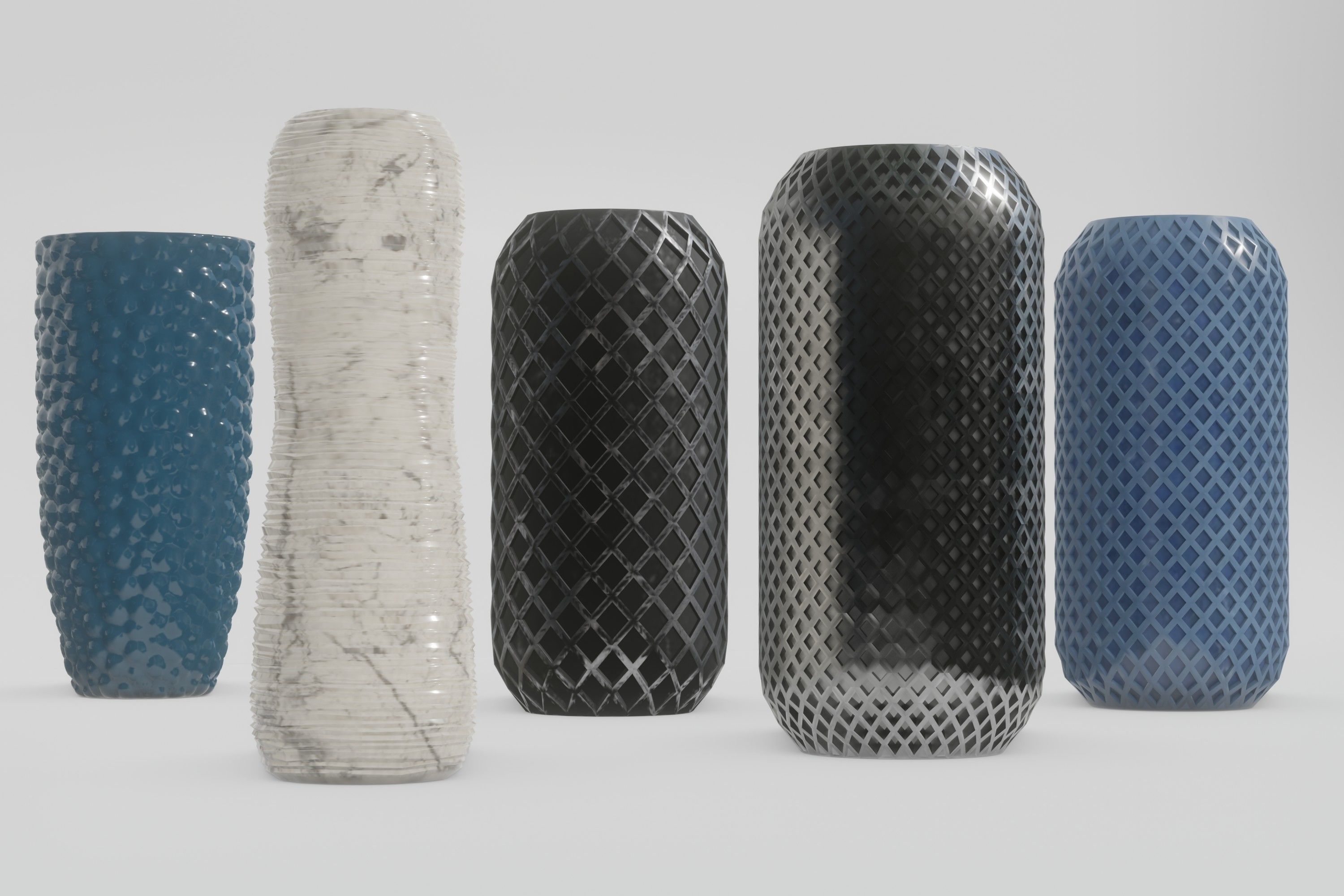 Vases five in gold 3D model_2