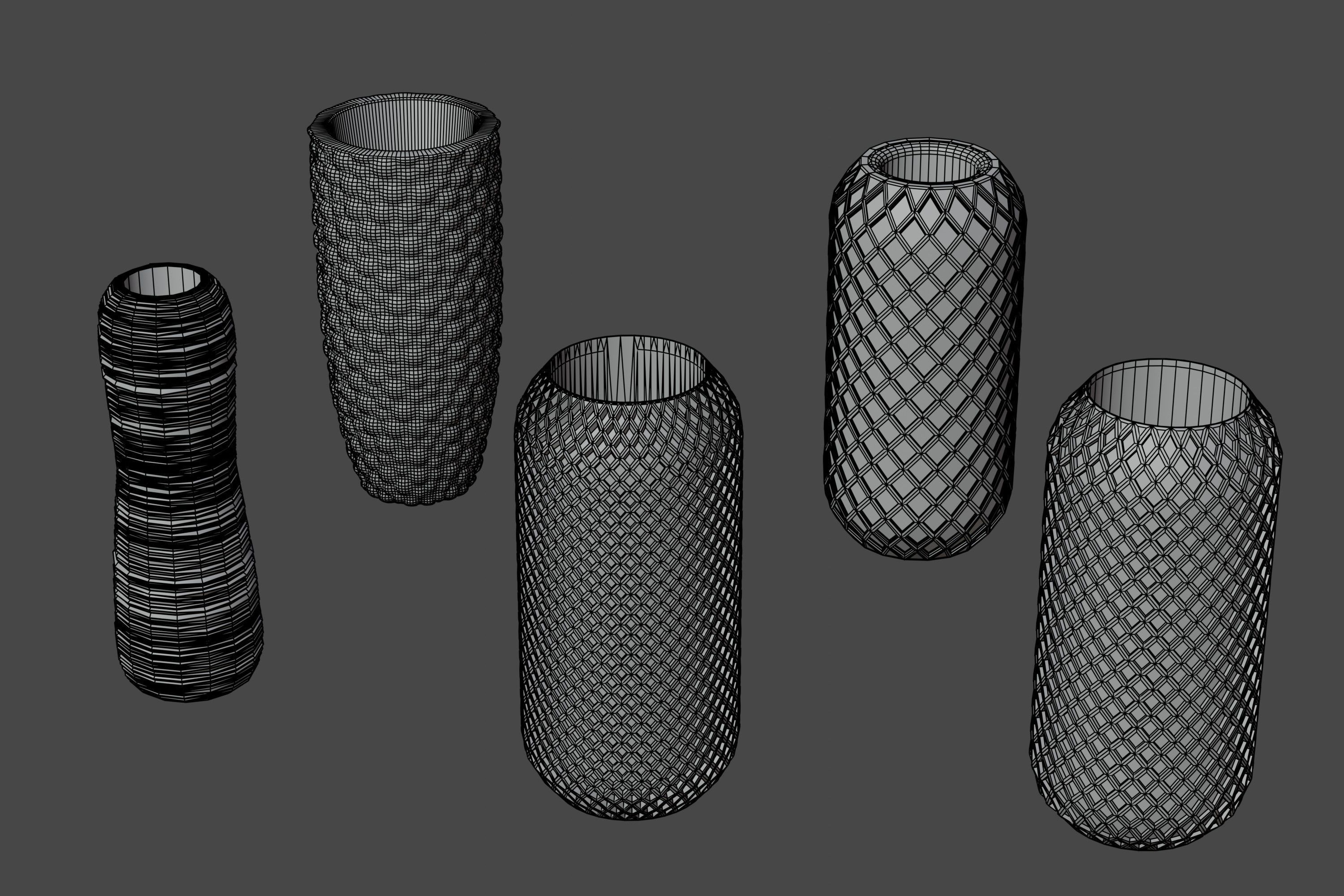 Vases five in gold 3D model_15