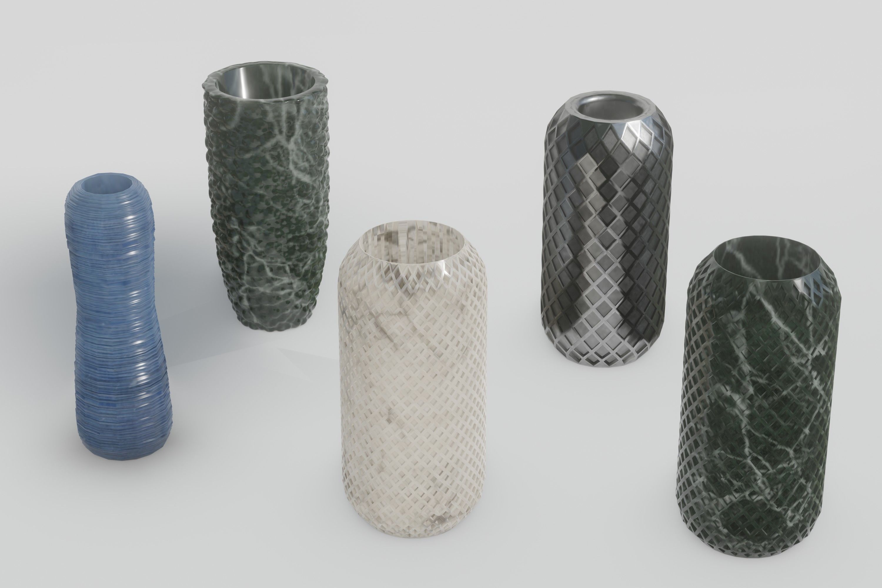 Vases five in gold 3D model_5