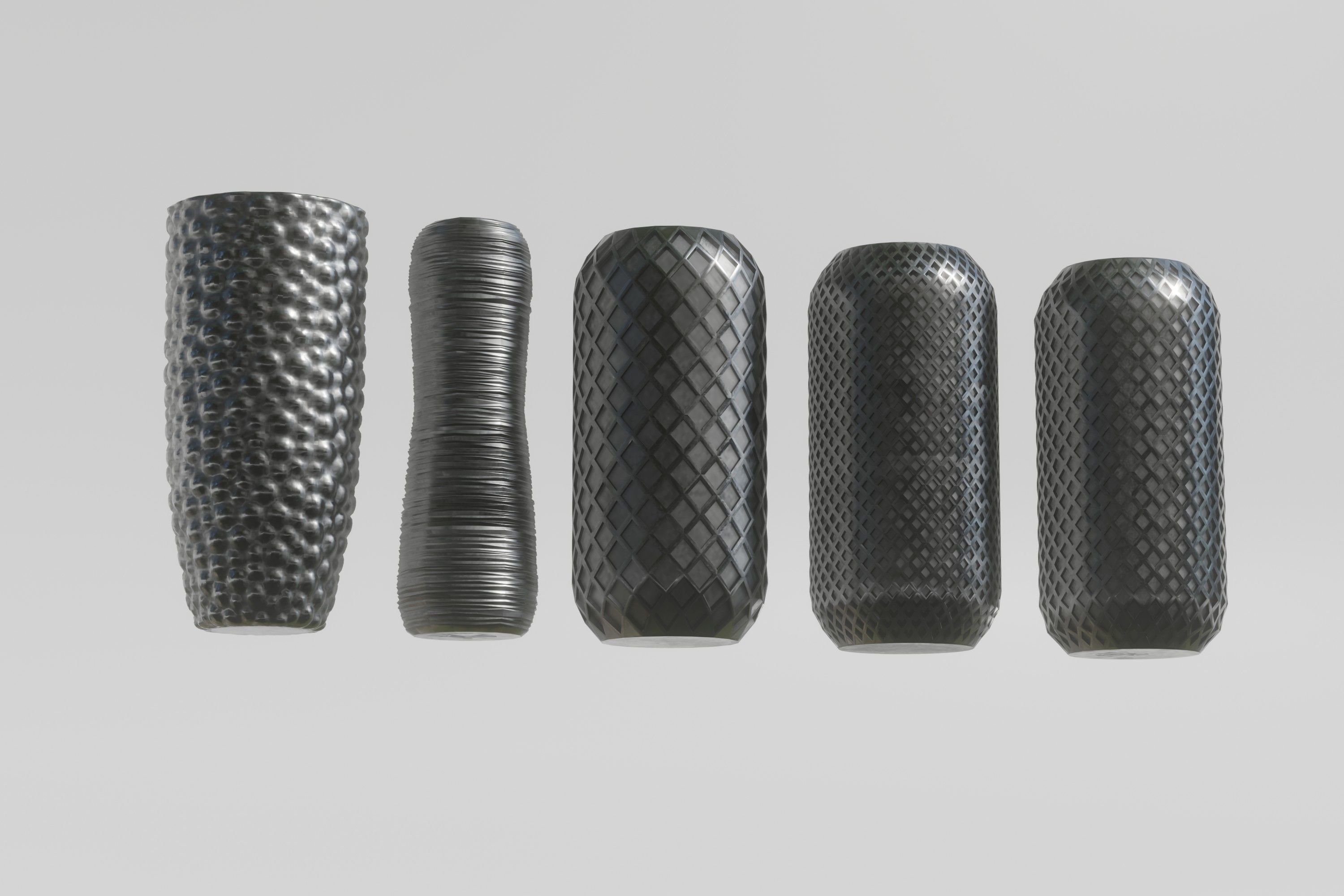 Vases five in gold 3D model_12