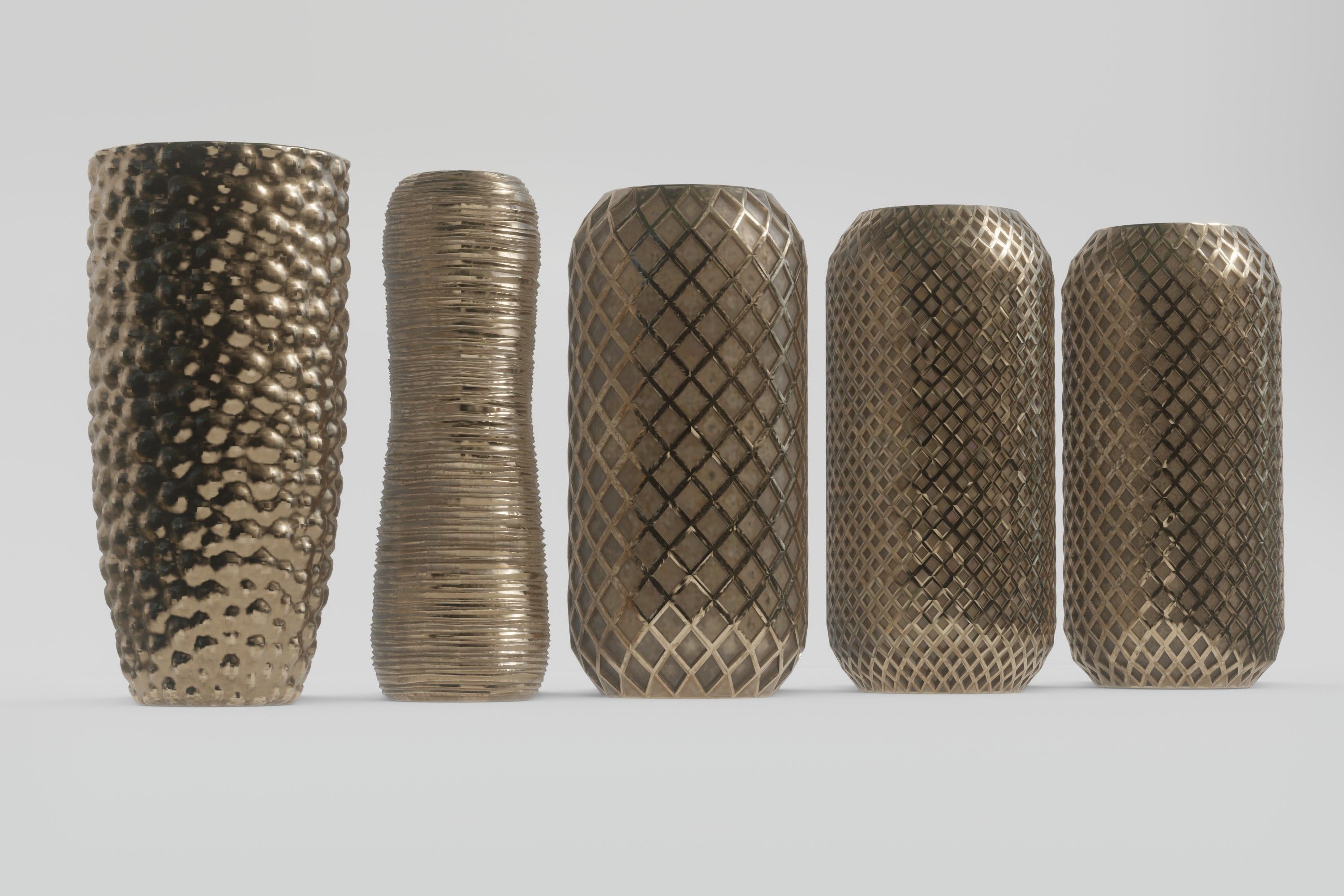 Vases five in gold 3D model_6