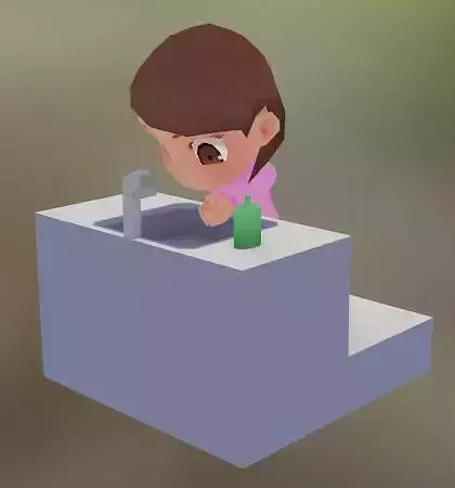 Washing Hand Animated Low-poly 3D model