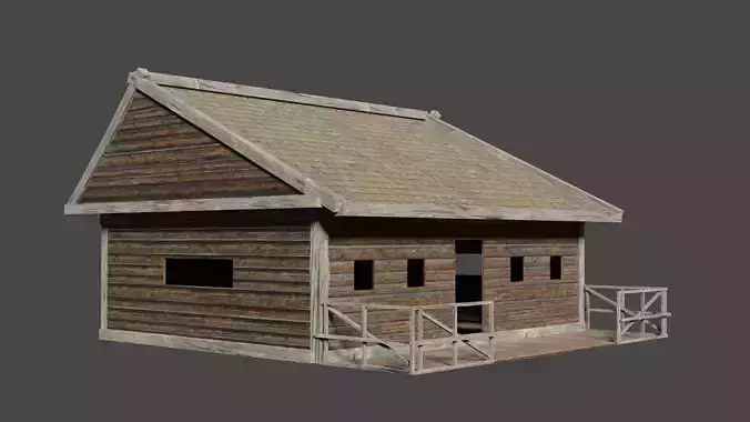 LowPoly house need resize of texture Free low-poly 3D model