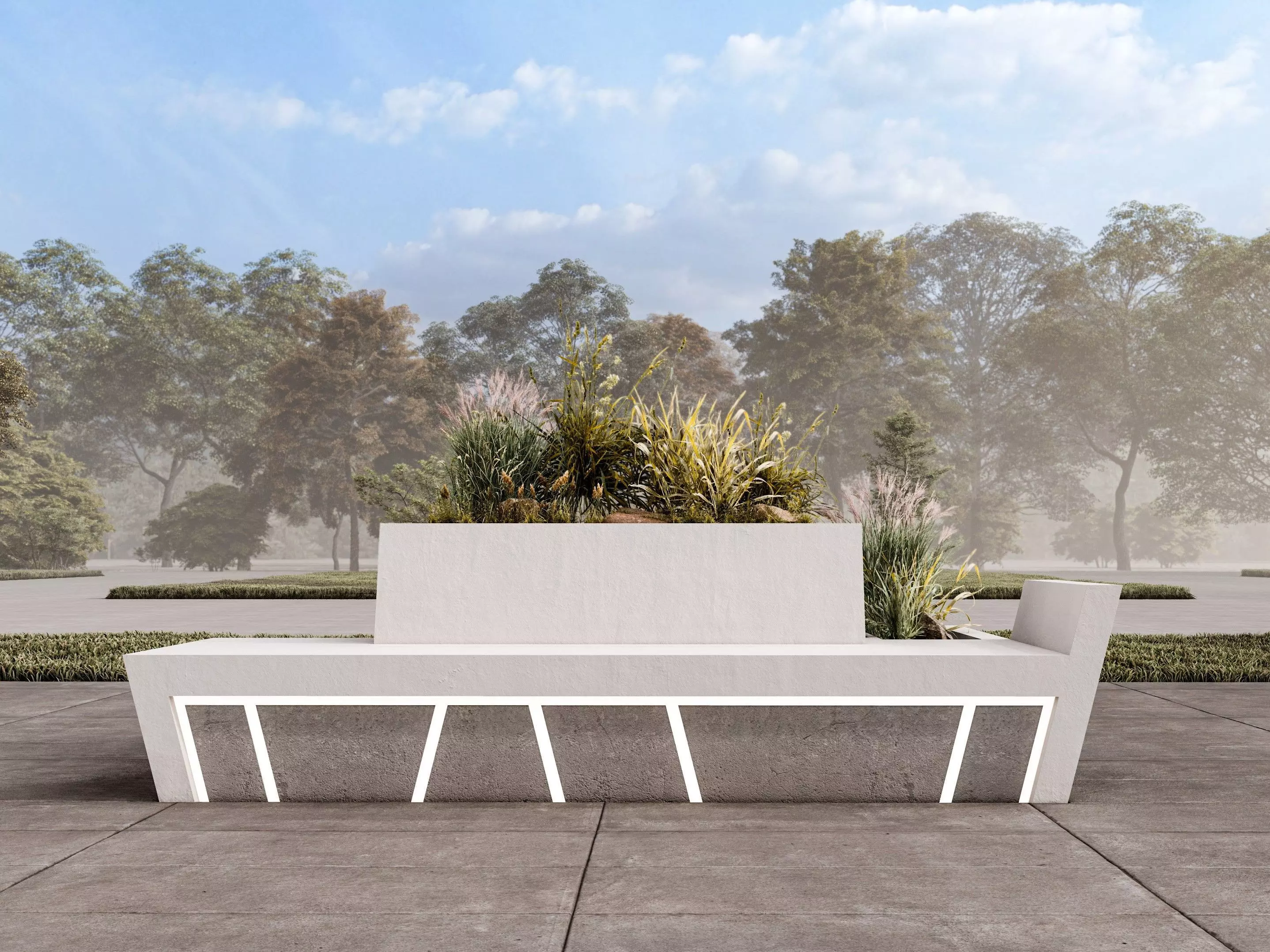 Street Flowerpot Bench 3D model