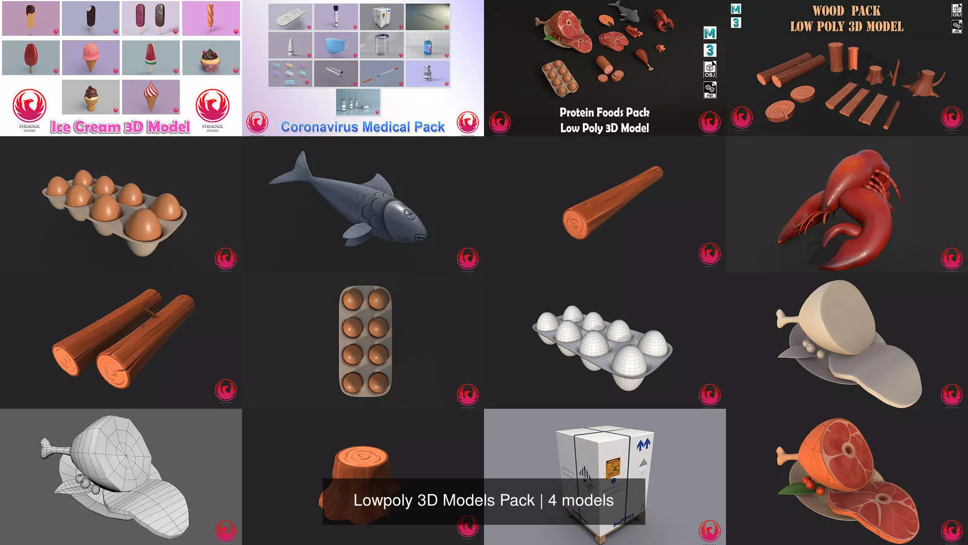 Lowpoly 3D Models Pack 3D Model Collection_0