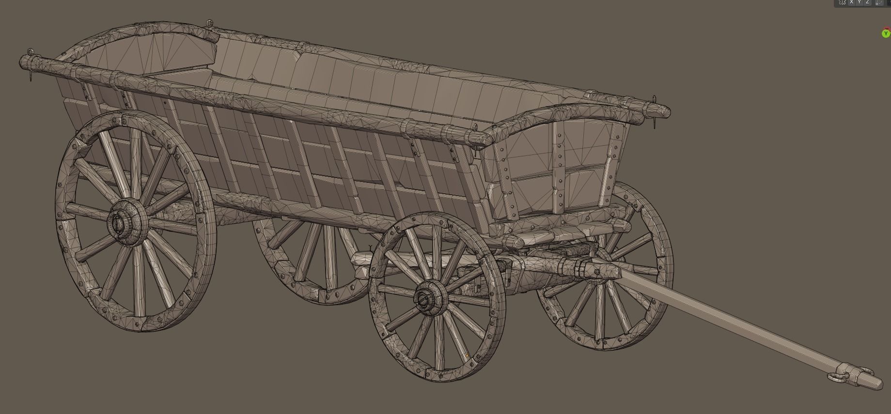 Wagon Medieval 3D model_12