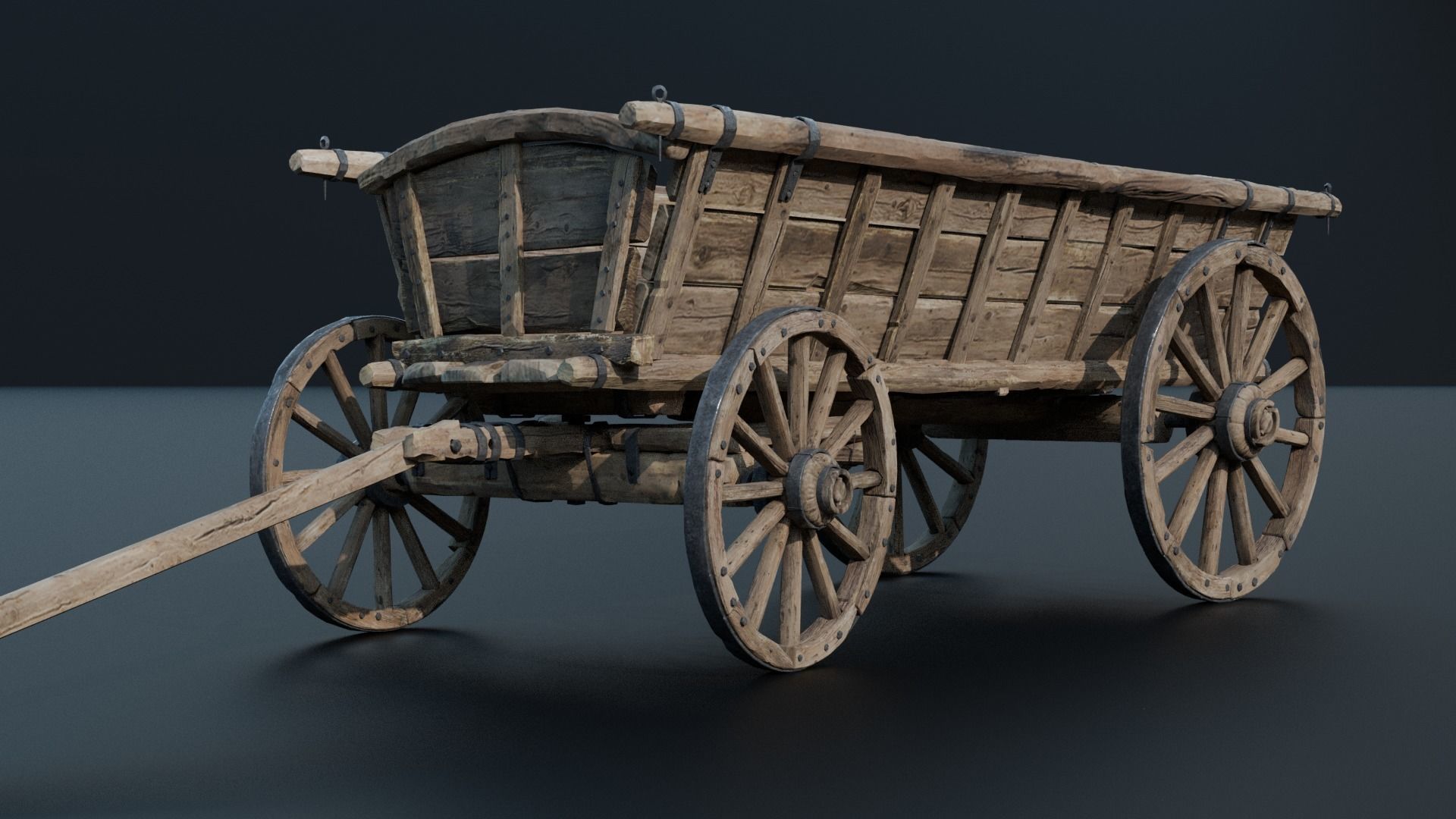 Wagon Medieval 3D model_6