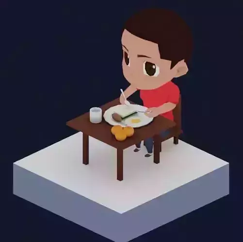 Eating Animation Low-poly 3D model