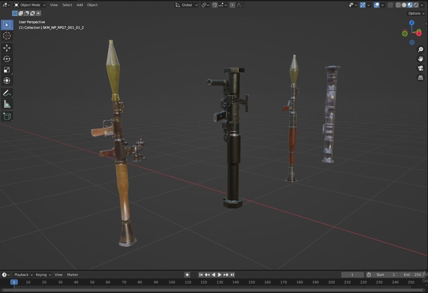 guns rigged rocket launcher pack 3D model_5