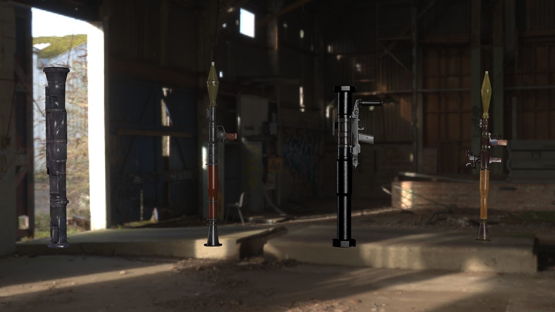 guns rigged rocket launcher pack 3D model_1