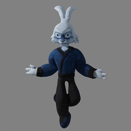 Stylized Hare-Samurai  PBR Low-Poly game ready  Low-poly 3D model