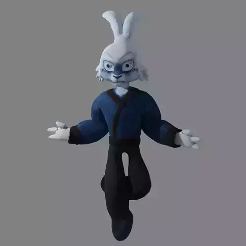 Stylized Hare-Samurai  PBR Low-Poly game ready 