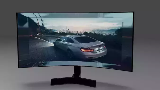 Monitor curved tv screen with car