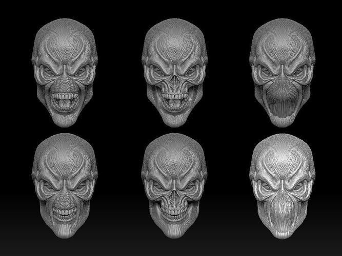 Spawn skull with different facial expressions 3D print model