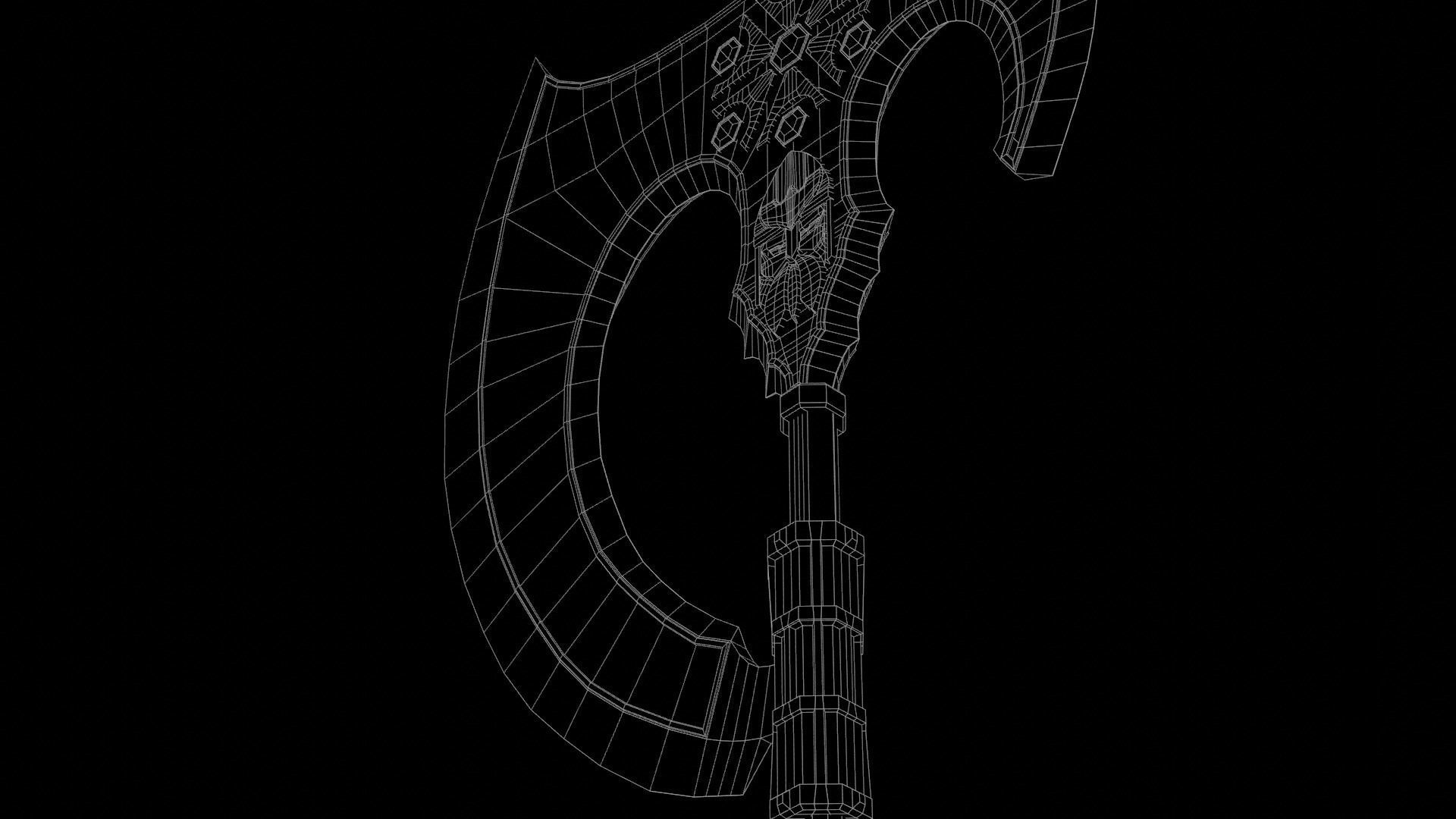 Slavic viking great fantasy axe Low-poly 3D model_12