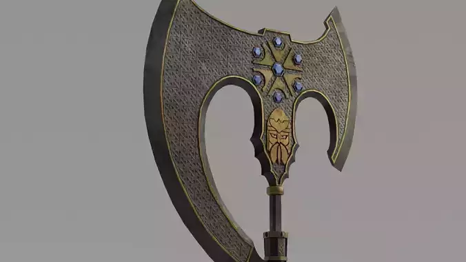 Slavic viking great fantasy axe Low-poly 3D model