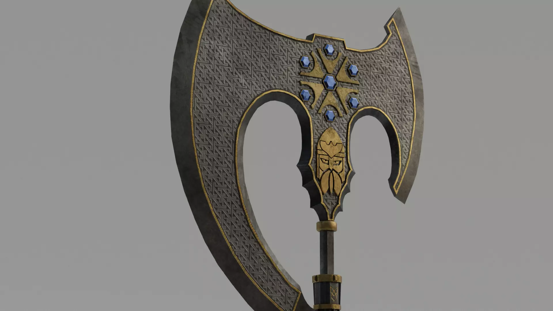 Slavic viking great fantasy axe Low-poly 3D model_0