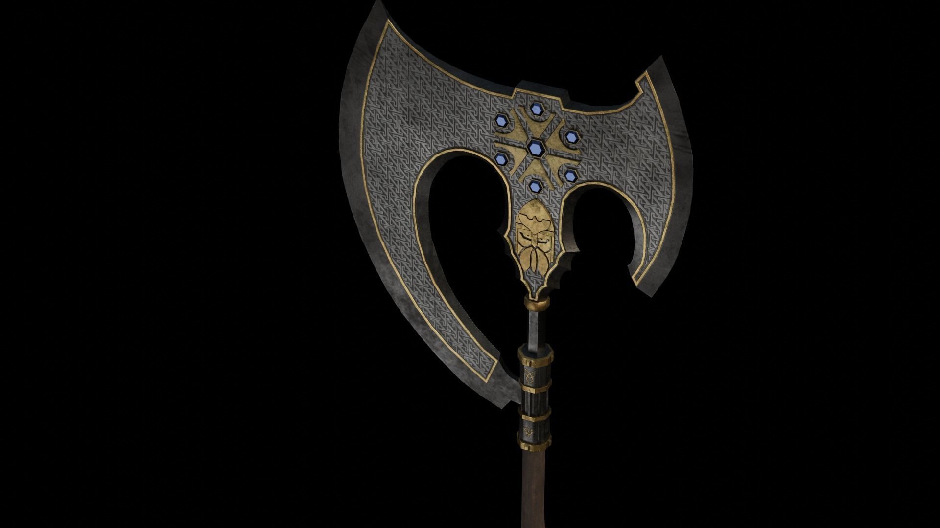 Slavic viking great fantasy axe Low-poly 3D model_5