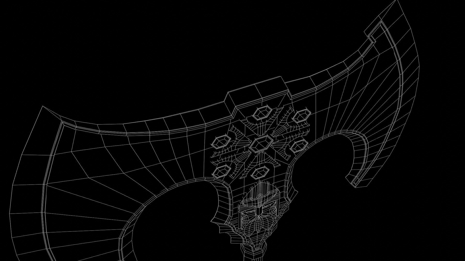 Slavic viking great fantasy axe Low-poly 3D model_13