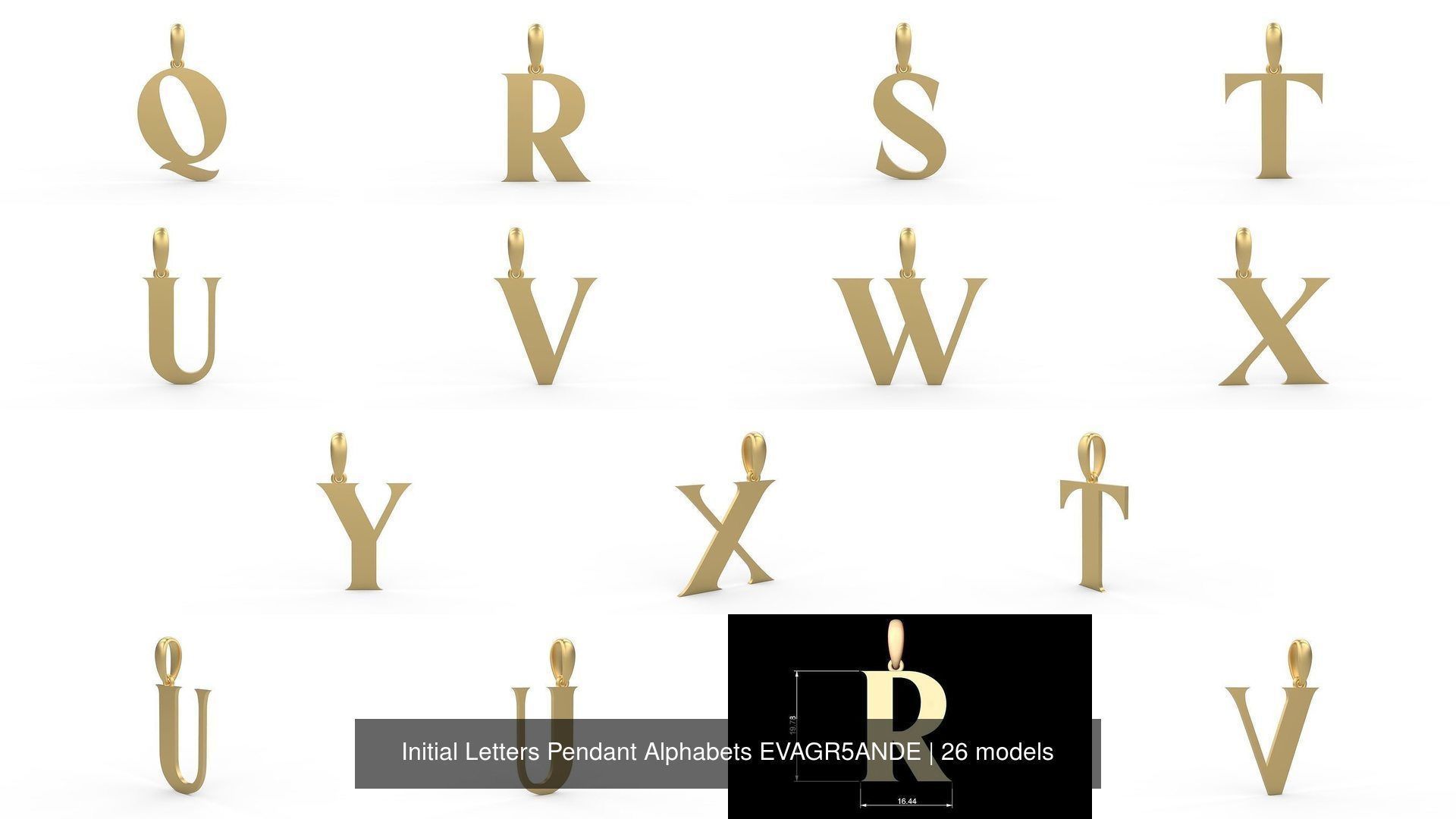 Initial Letters Pendant Alphabets EVAGR5ANDE 3D Model Collection_2