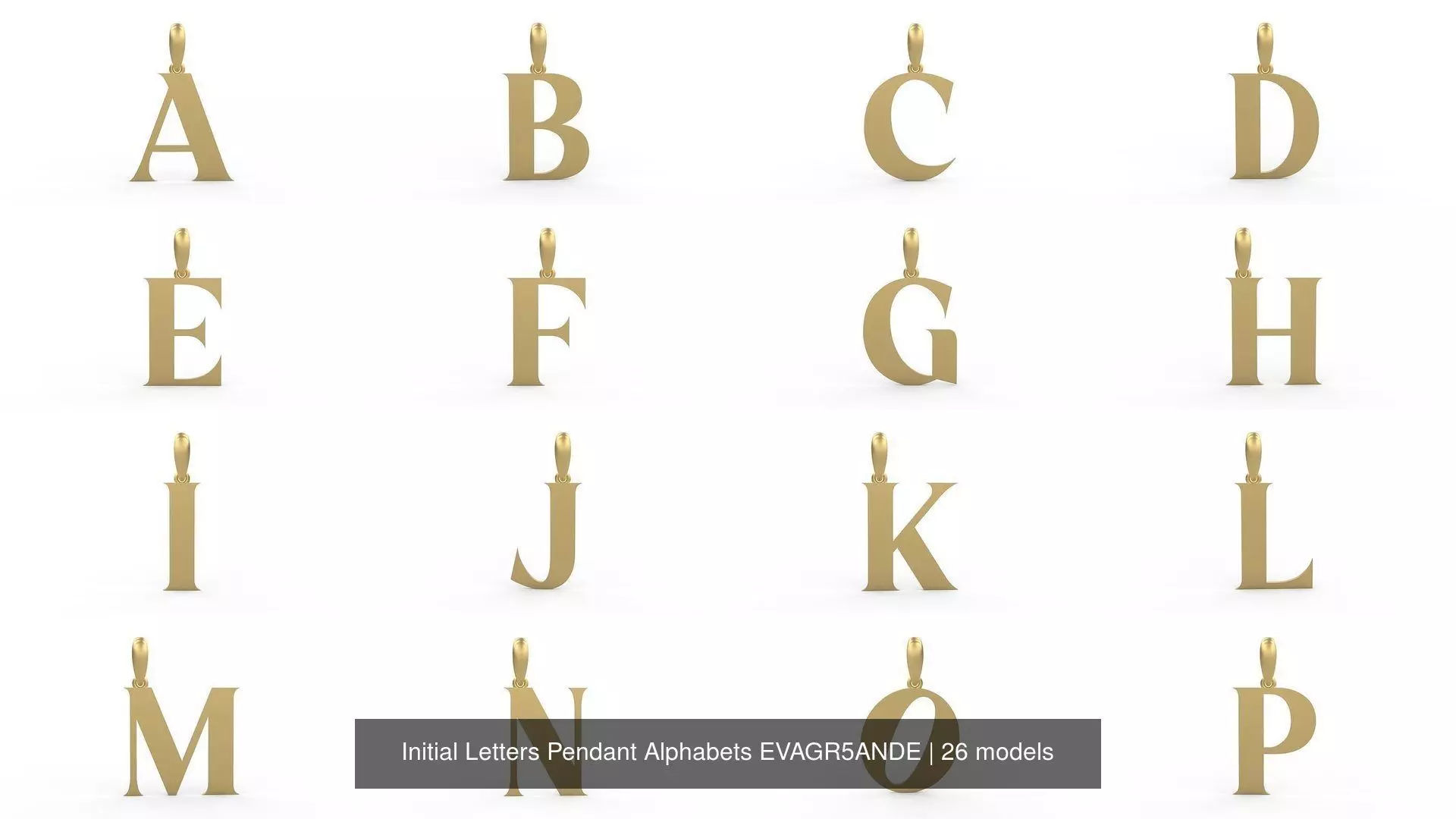 Initial Letters Pendant Alphabets EVAGR5ANDE 3D Model Collection_0