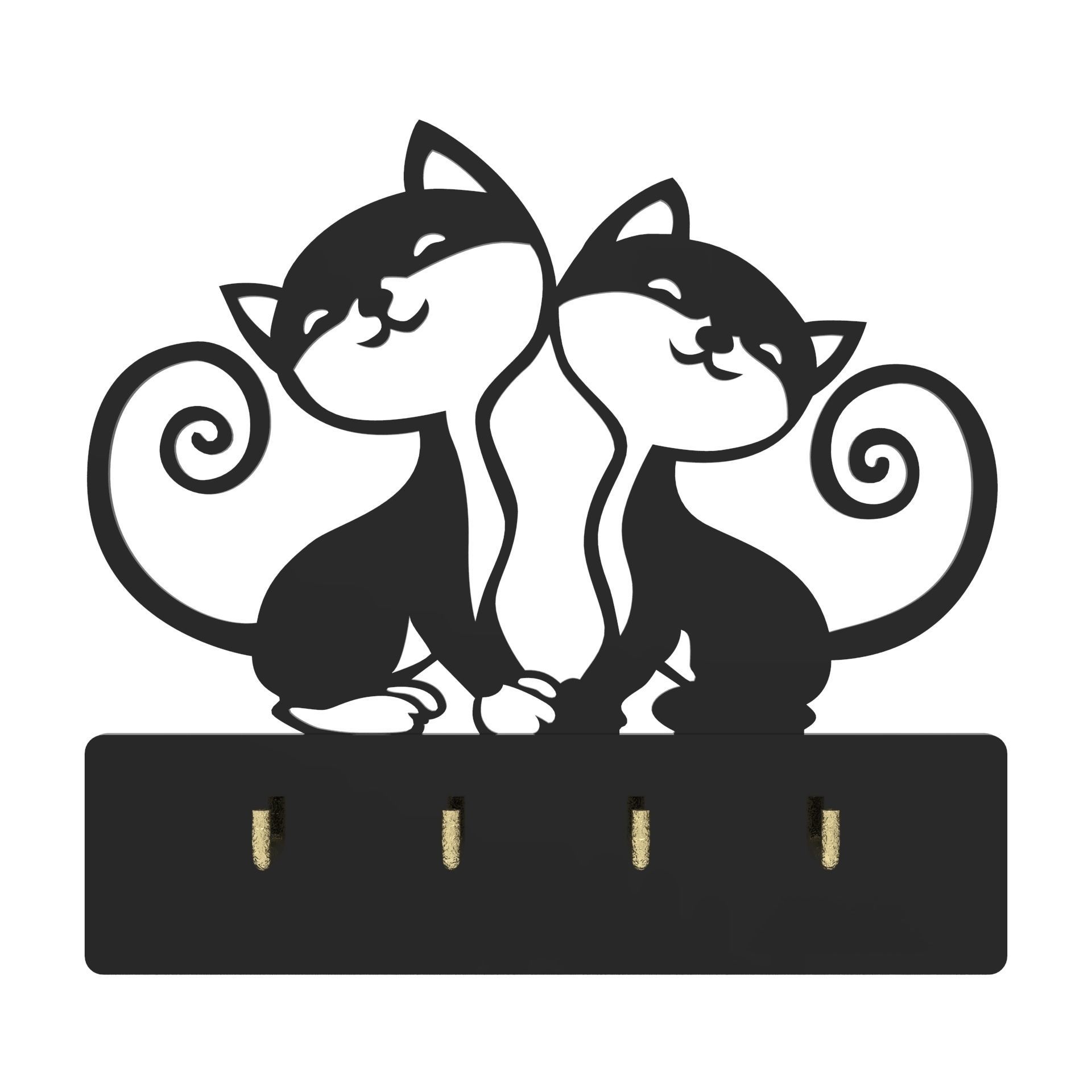 Cat Key Holder - STL for 3D printing -Animal Keys Hanger 3D print model_3