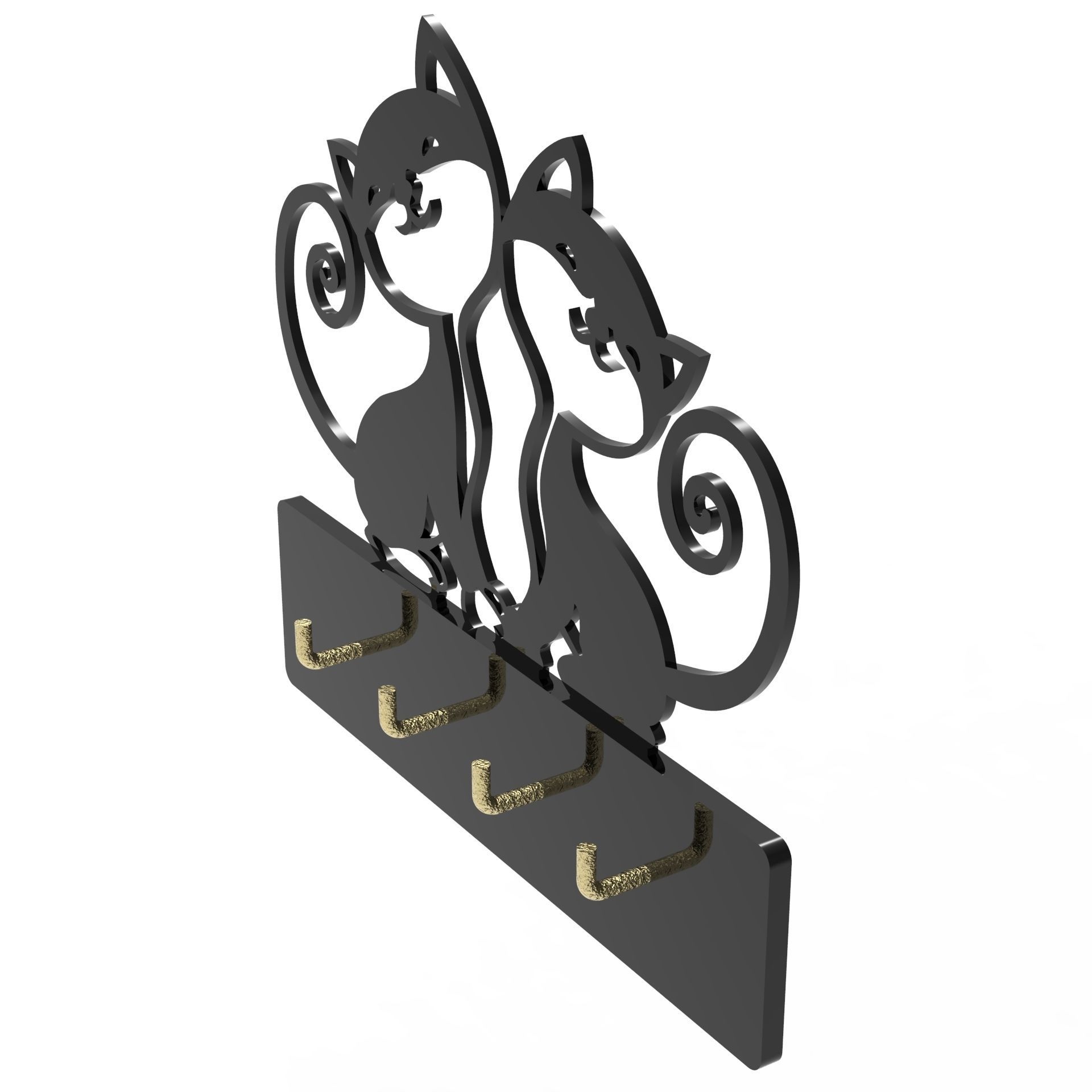 Cat Key Holder - STL for 3D printing -Animal Keys Hanger 3D print model_5
