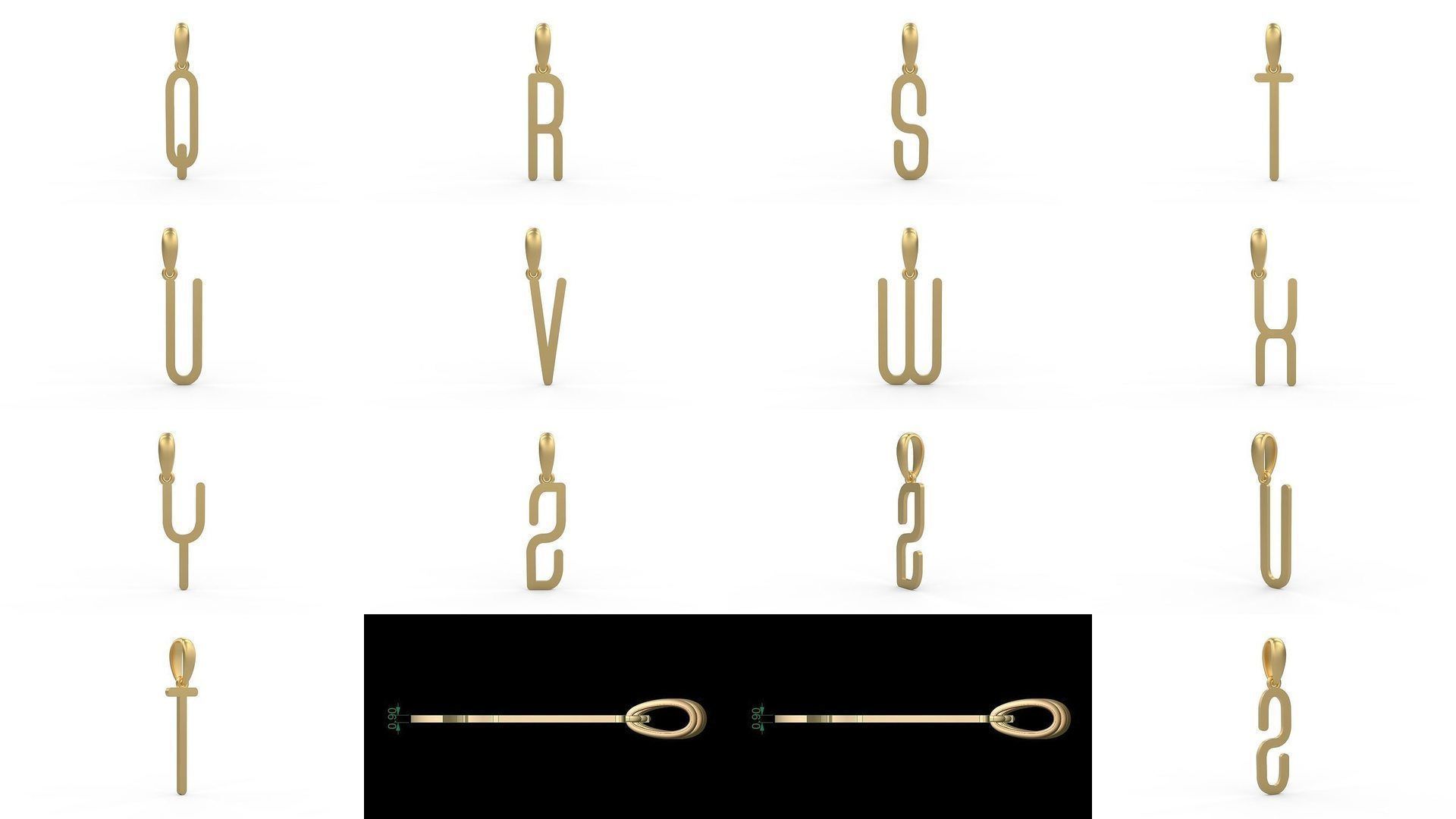 Initial Letters Pendant Alphabets FRESH BERRIES 3D Model Collection_1