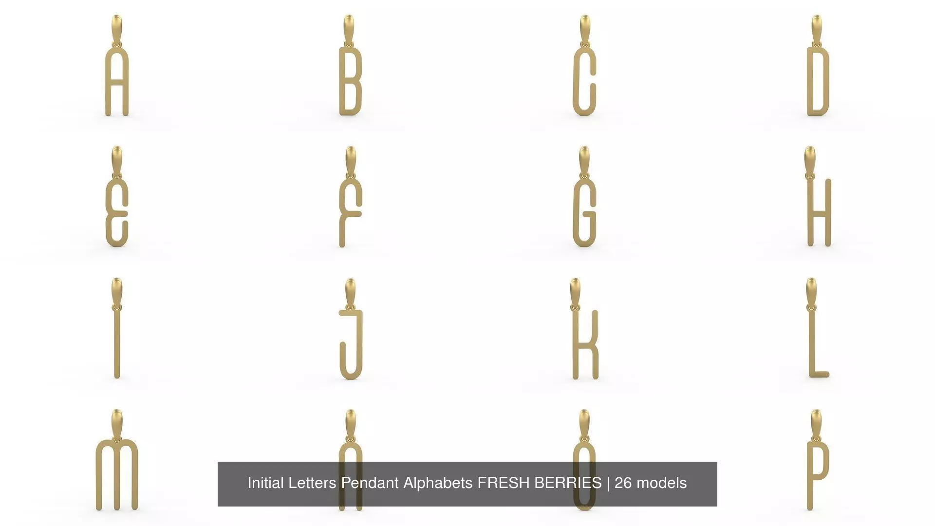 Initial Letters Pendant Alphabets FRESH BERRIES 3D Model Collection_0