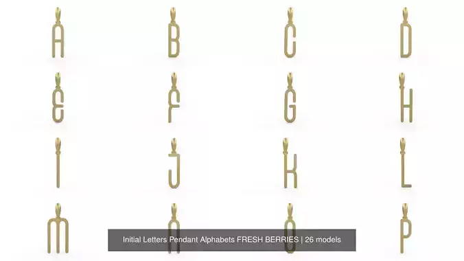Initial Letters Pendant Alphabets FRESH BERRIES 3D Model Collection