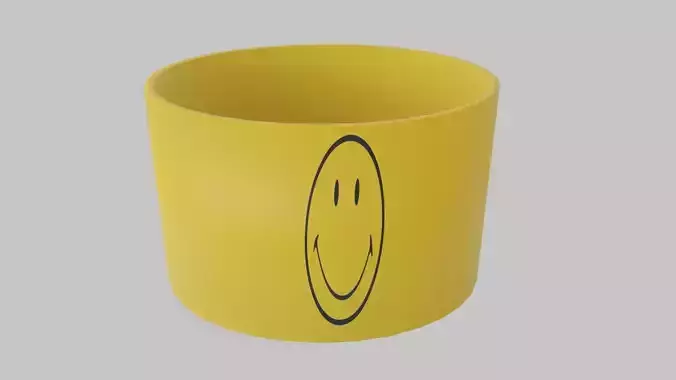 3d Low Poly Yellow Smiley Face Glass Pencil Case Free low-poly 3D model