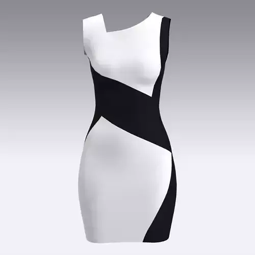 DRESS COLOR BLOCK BLACK AND WHITE LOOK