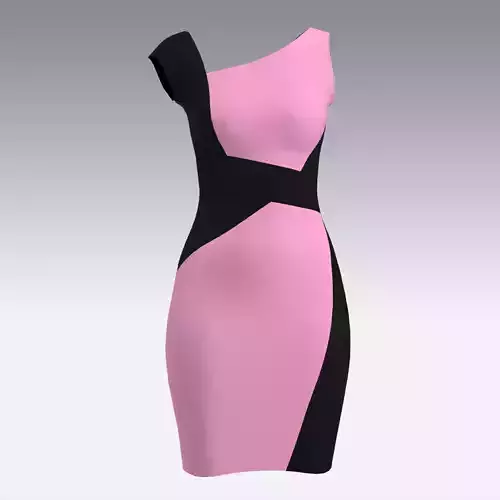 DRESS POWDER PINK AND BLACK DRESS MODERN COLOR BLOCK