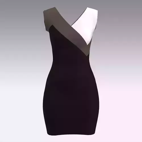 DRESS V NECKLINE BLACK WHITE  AND BROWN MODERN