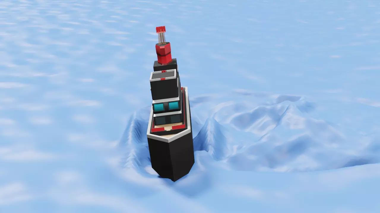 low poly ship floating in ocean Low-poly 3D model_0