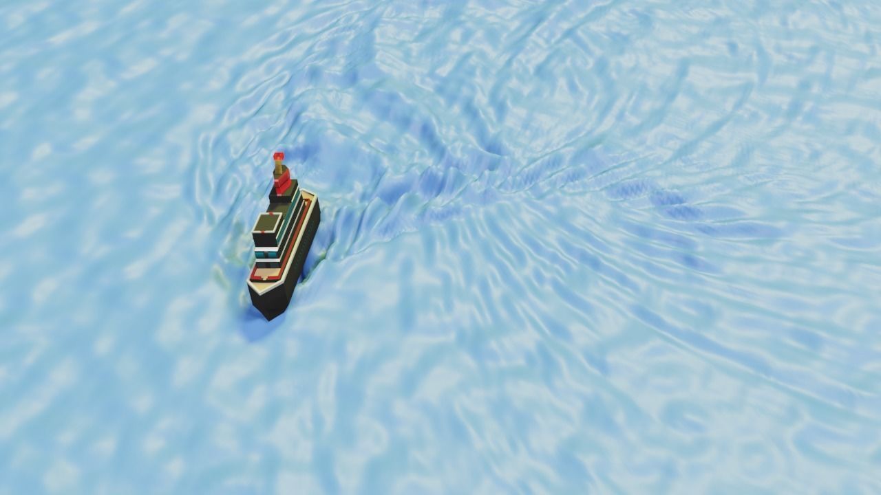 low poly ship floating in ocean Low-poly 3D model_5