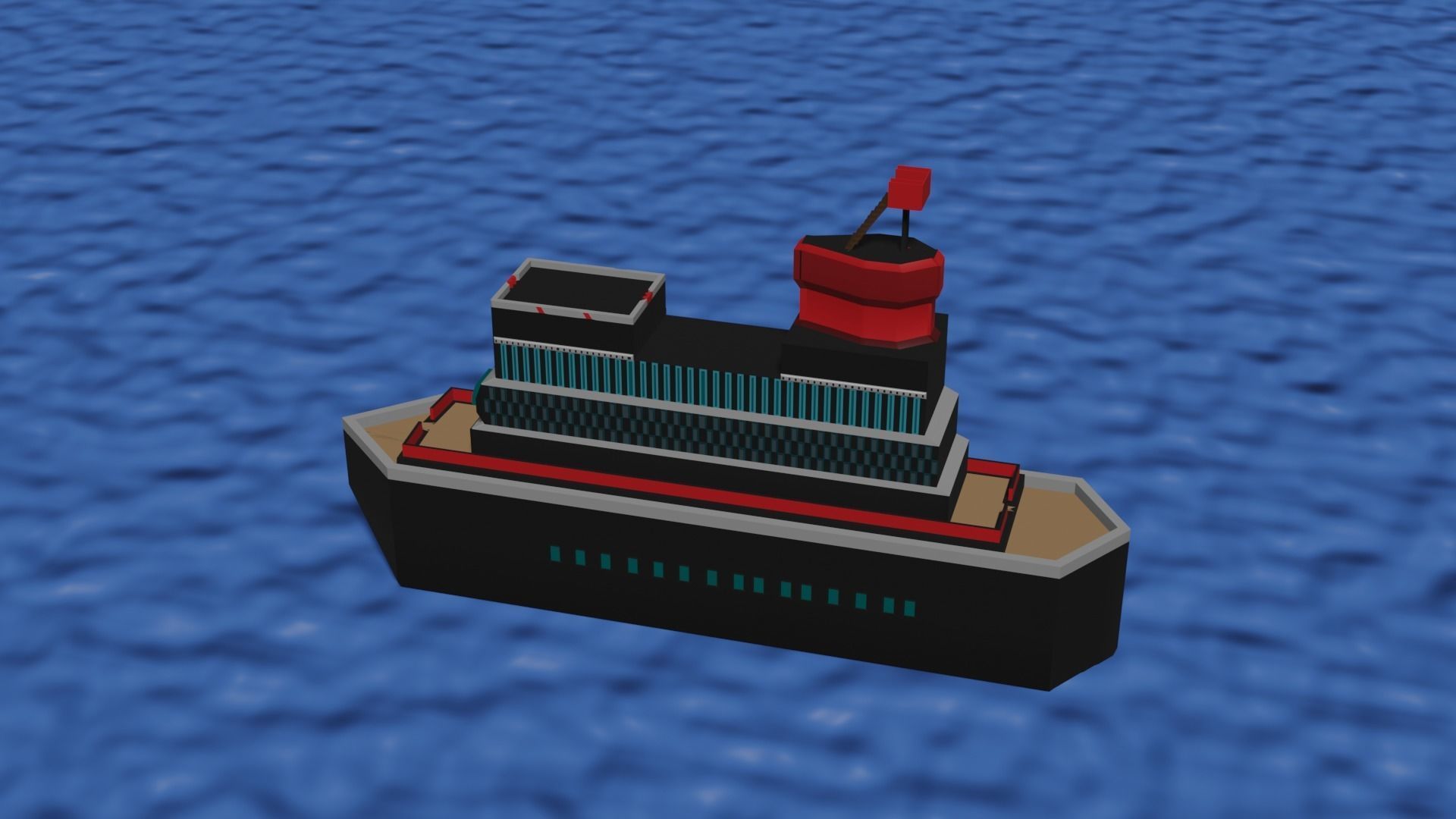 low poly ship floating in ocean Low-poly 3D model_7
