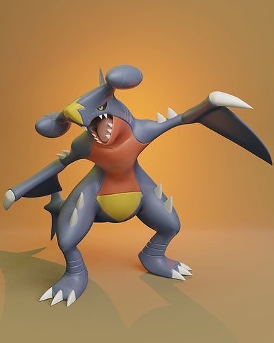 Pokemon - Garchomp with two different poses 3D print model