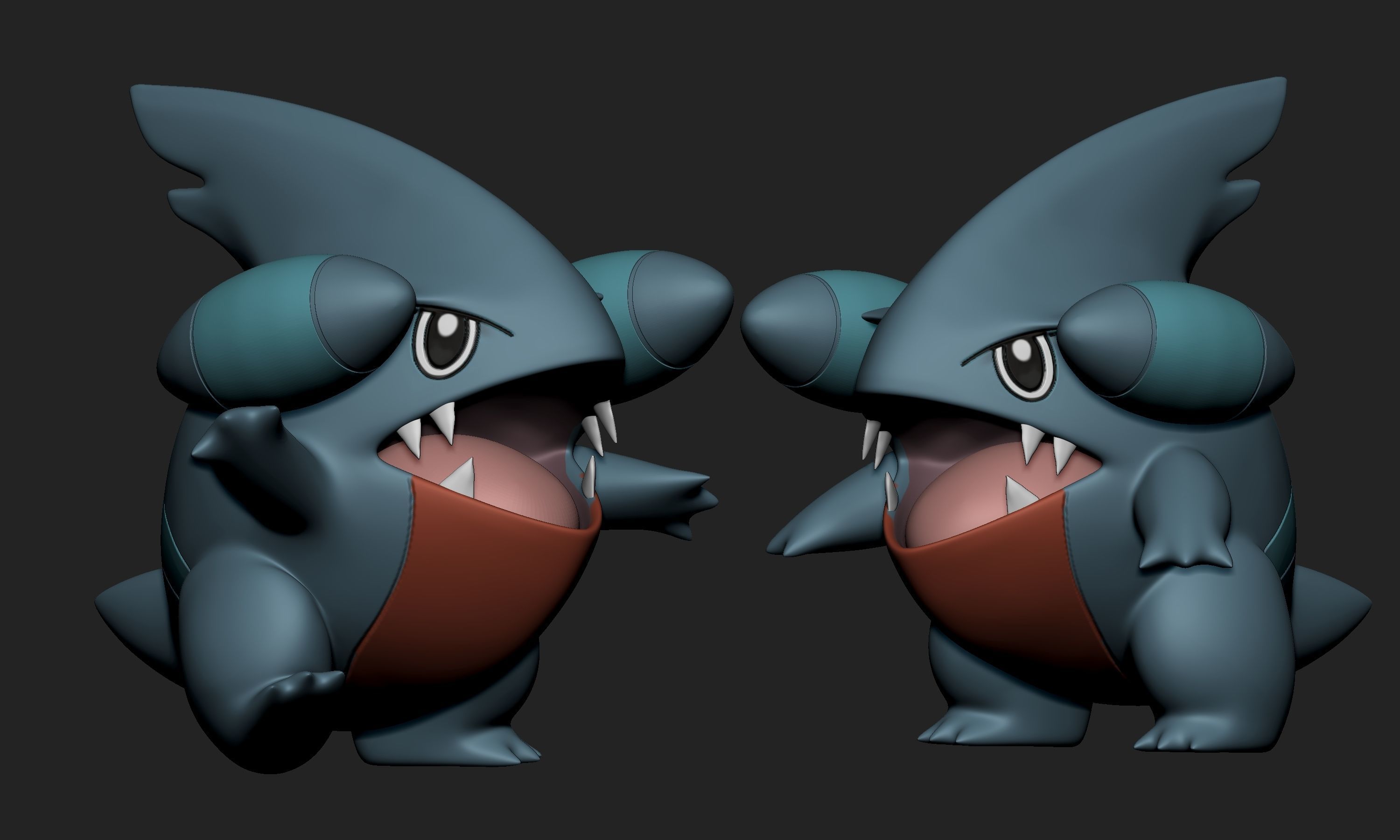 Pokemon - Gible Gabite and Garchomp with 2 different poses each 3D print model_1