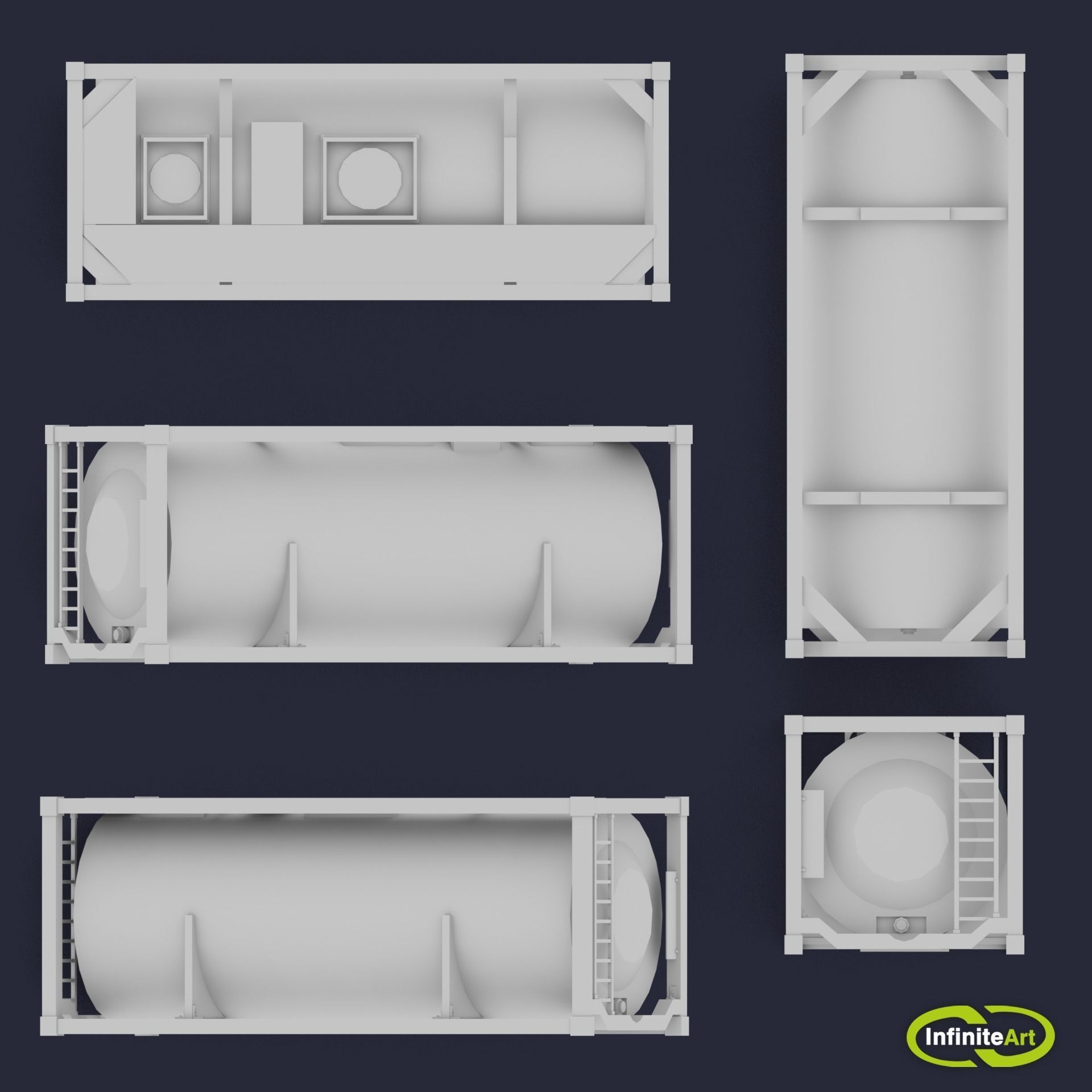 Container two containers Low-poly 3D model_5