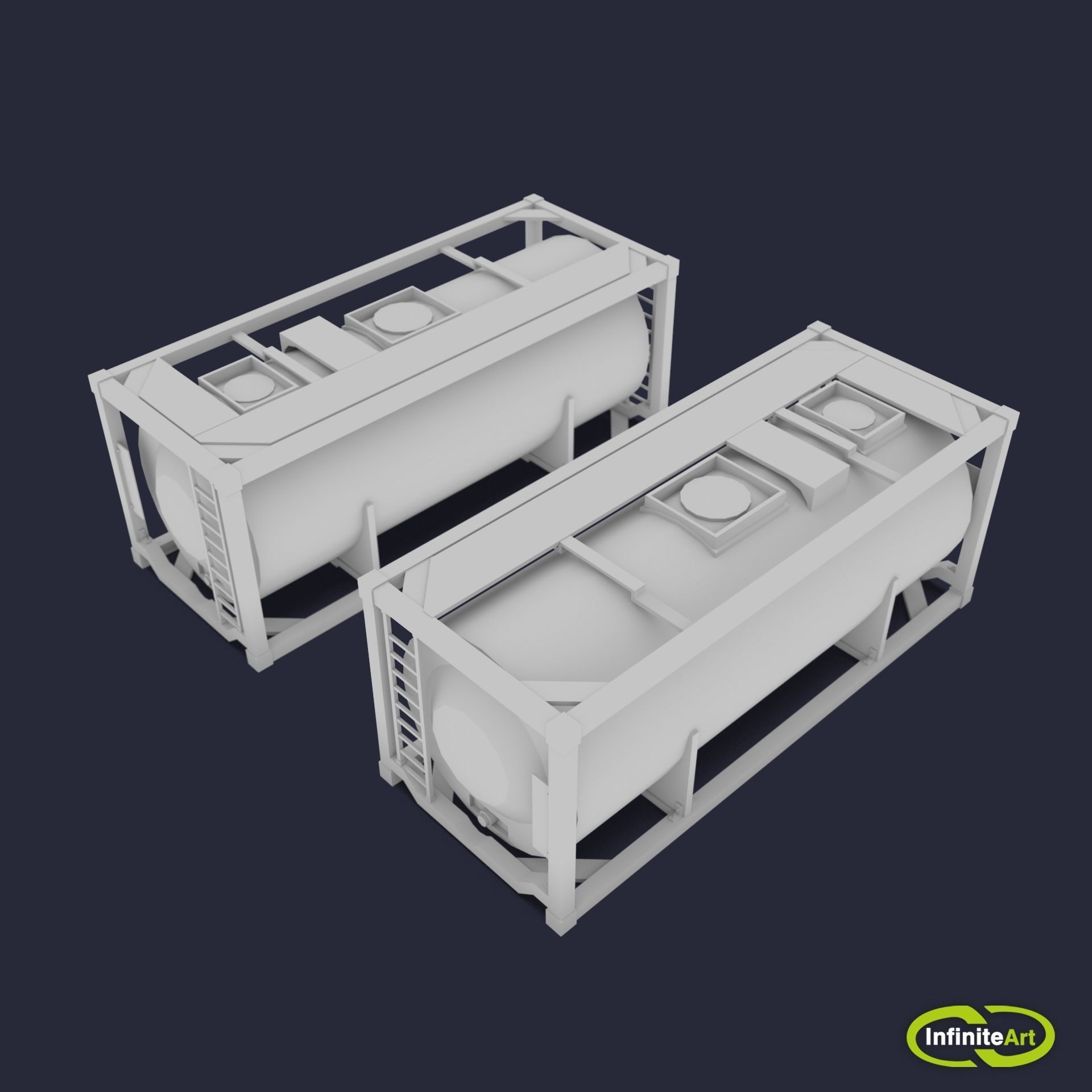 Container two containers Low-poly 3D model_2