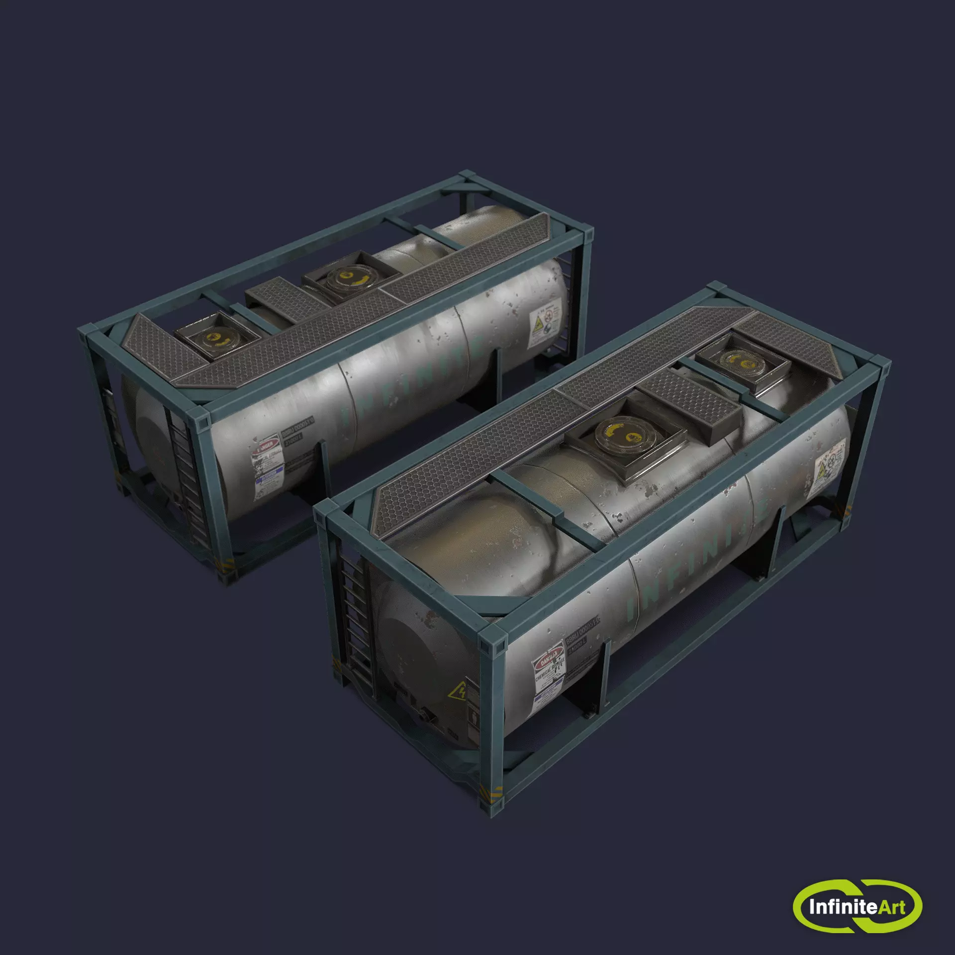 Container two containers Low-poly 3D model_0