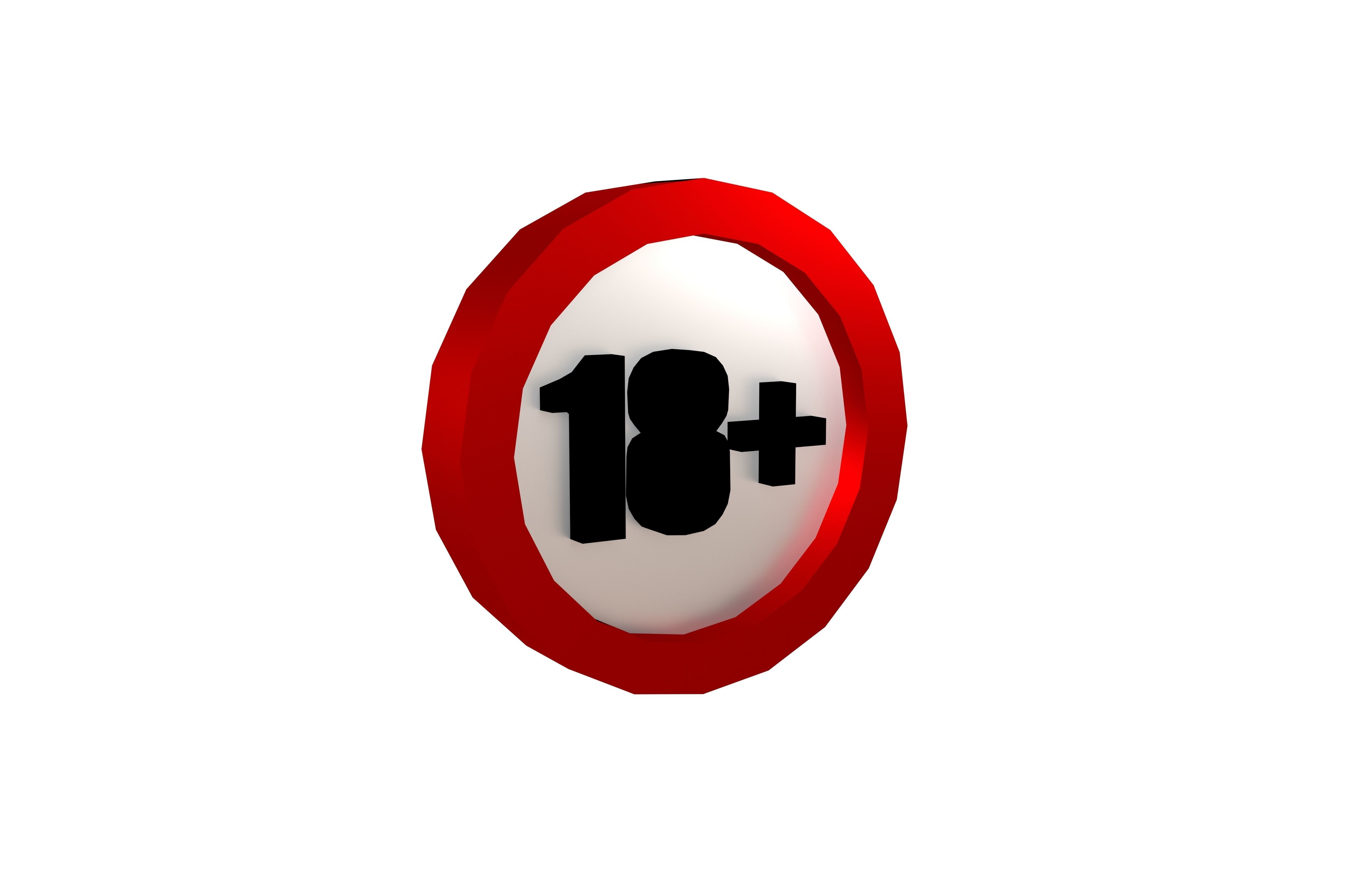Eighteen Plus Symbol v1 002 Low-poly 3D model_1