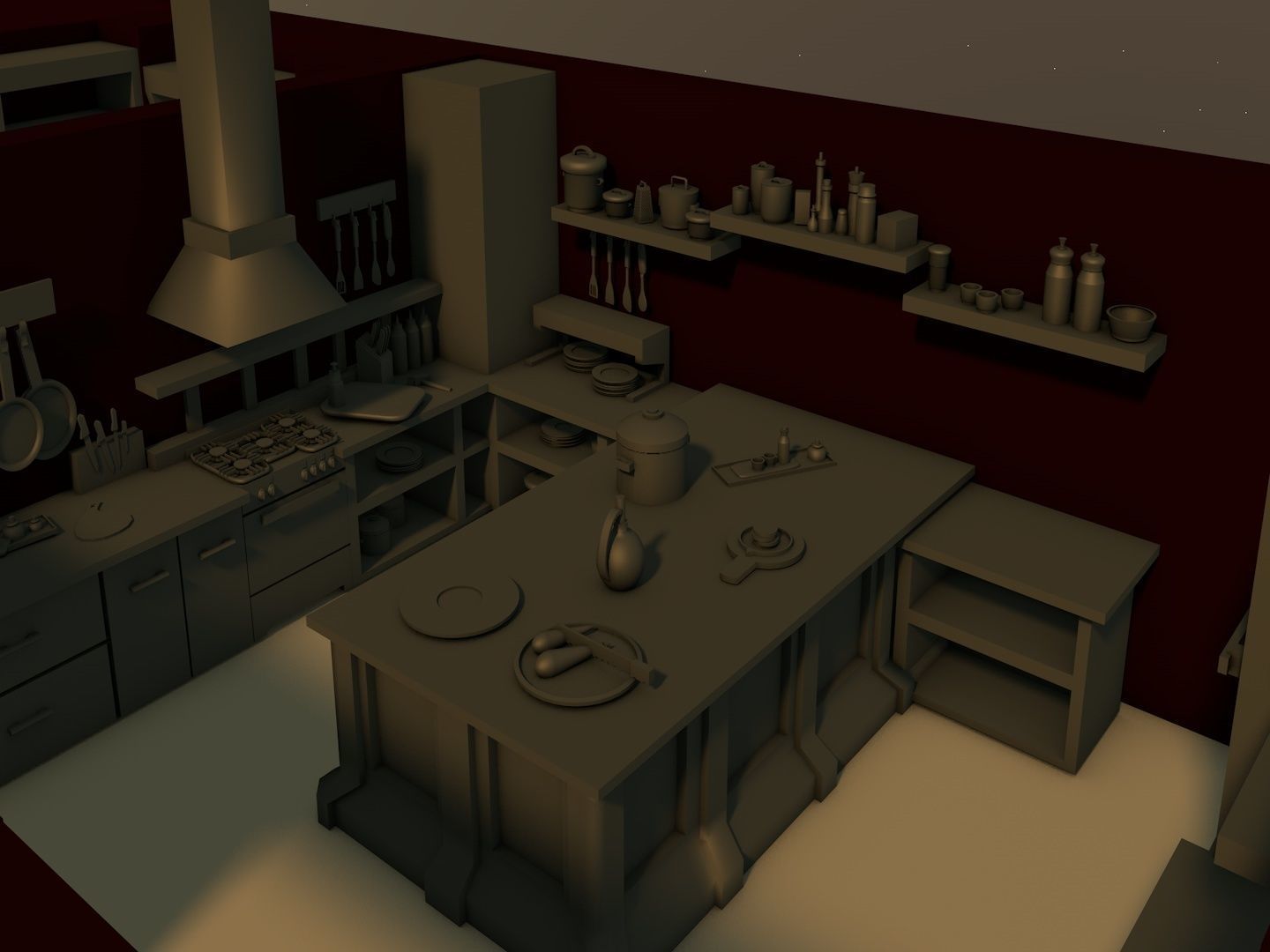 Restaurant storage room Low-poly 3D model_1