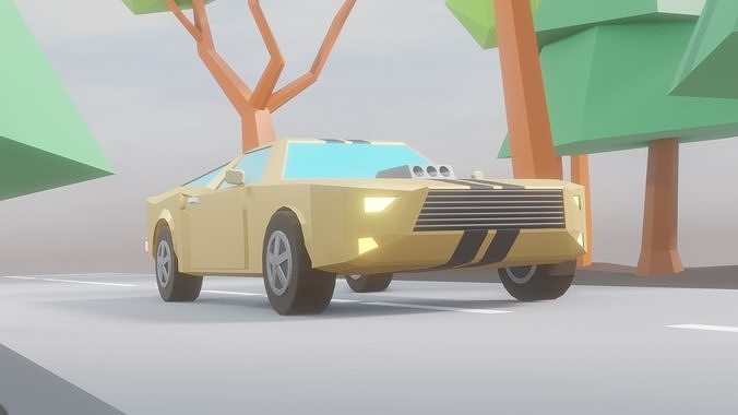 Racing and Classic Not Rigged Muscle Car  Low-poly 3D model