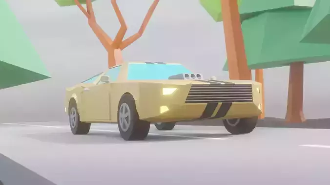 Racing and Classic Not Rigged Muscle Car  Low-poly 3D model