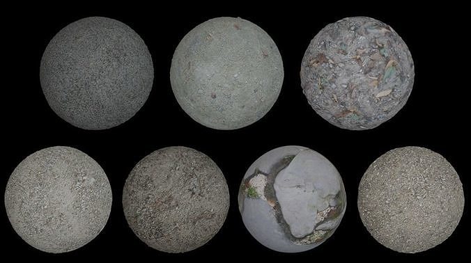 7 Ground-Soil set of concrete eggs 3D model