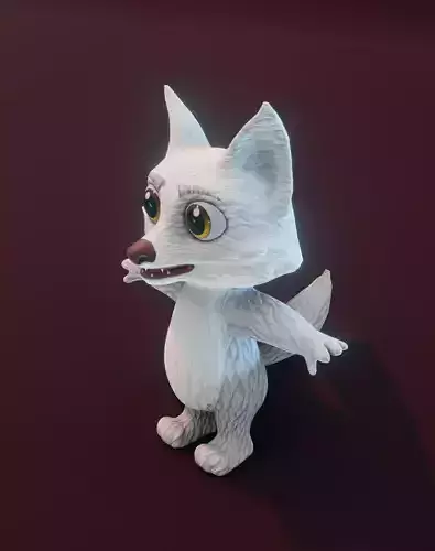 Cartoon Arctic Fox Animated 3D Model Low-poly 3D model
